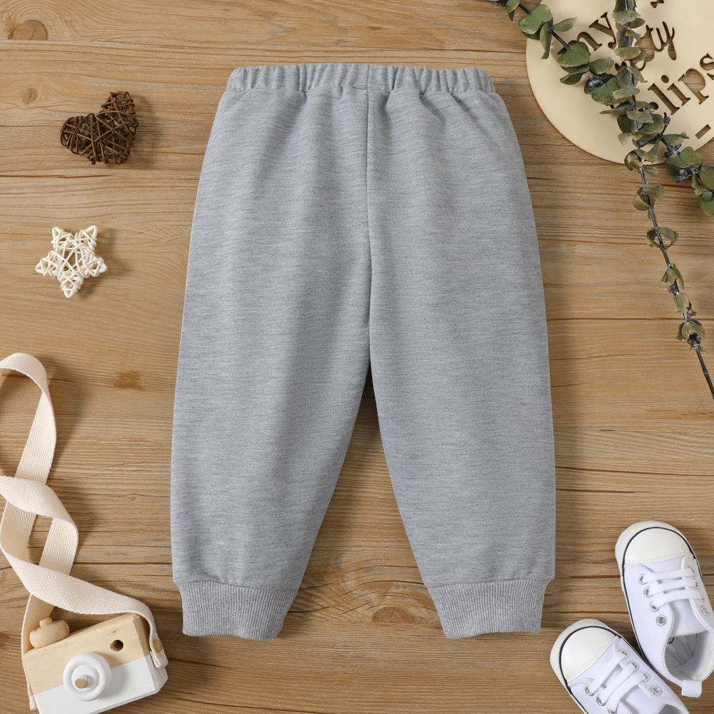Baby Boy/Girl Solid Elasticized Waist Sweatpants Joggers Pants Grey big image 3