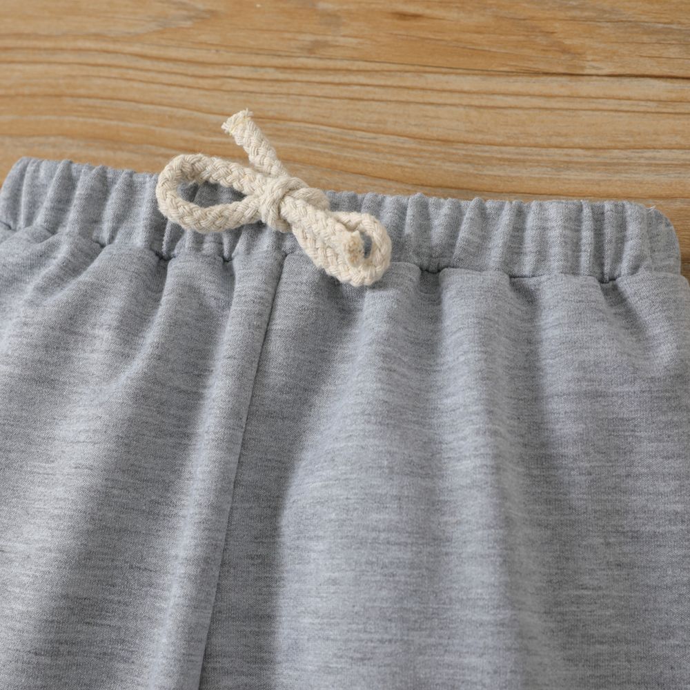 Baby Boy/Girl Solid Elasticized Waist Sweatpants Joggers Pants Grey big image 4
