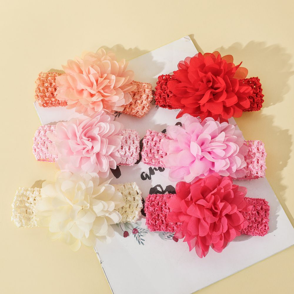 2-pack Pure Color Big Floral Headband Hair Accessories for Girls (Without Paper Card) Color-A big image 3
