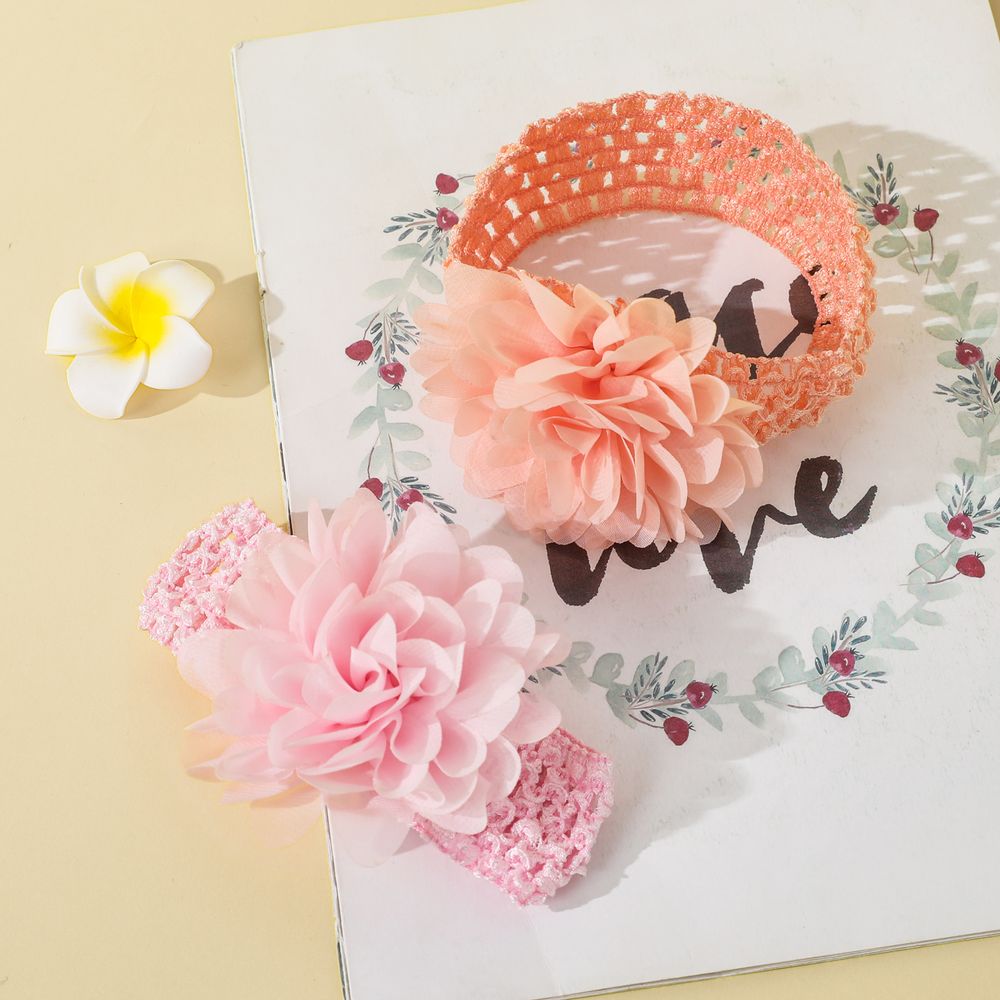 2-pack Pure Color Big Floral Headband Hair Accessories for Girls (Without Paper Card) Color-A big image 6