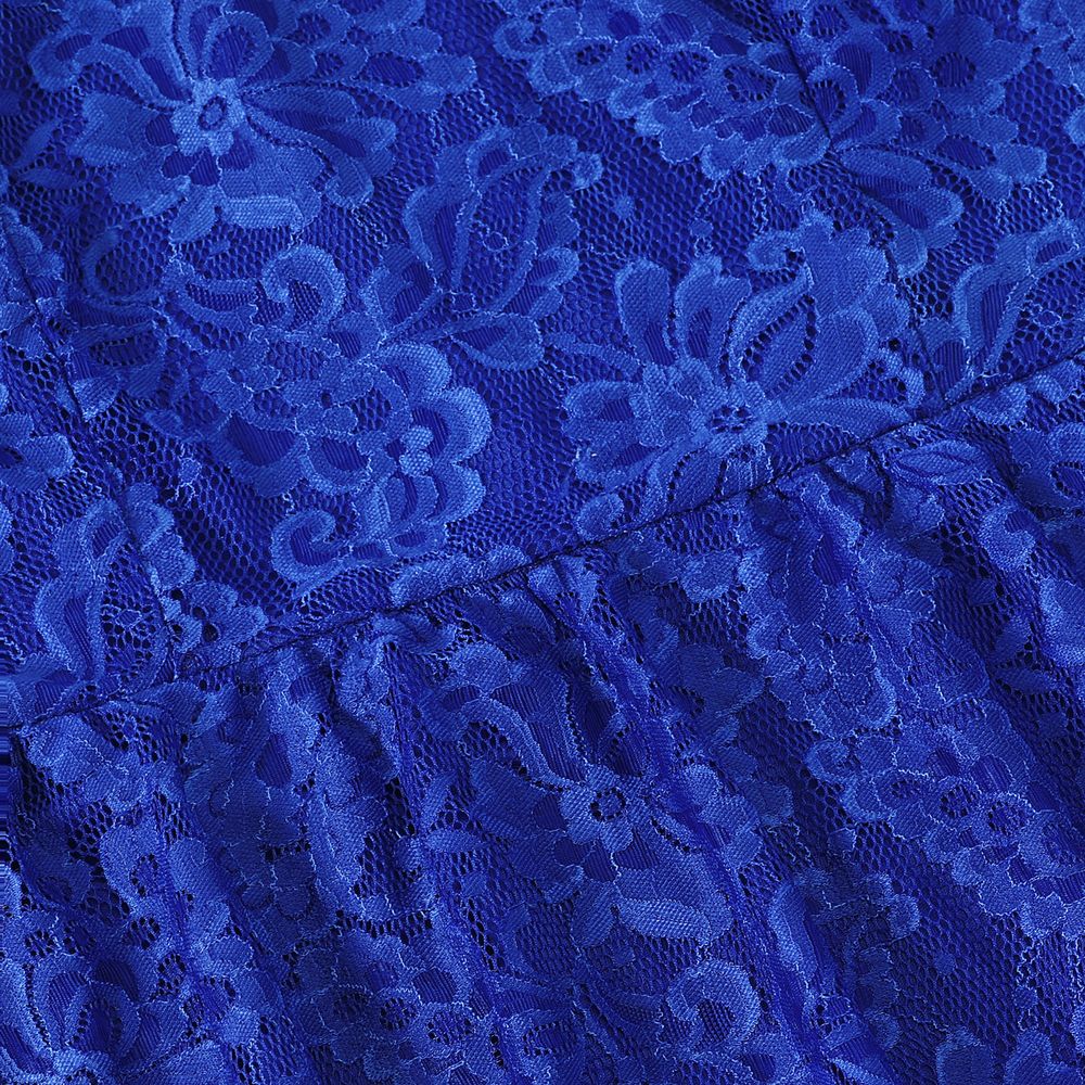 Family Matching Blue Lace Halter Sleeveless Dresses and Colorblock Short-sleeve Polo Shirts Sets Blue big image 4