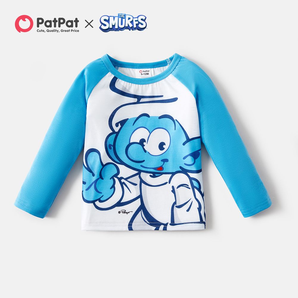 The Smurfs Family Matching Blue Raglan-sleeve Graphic T-shirts Blue big image 10