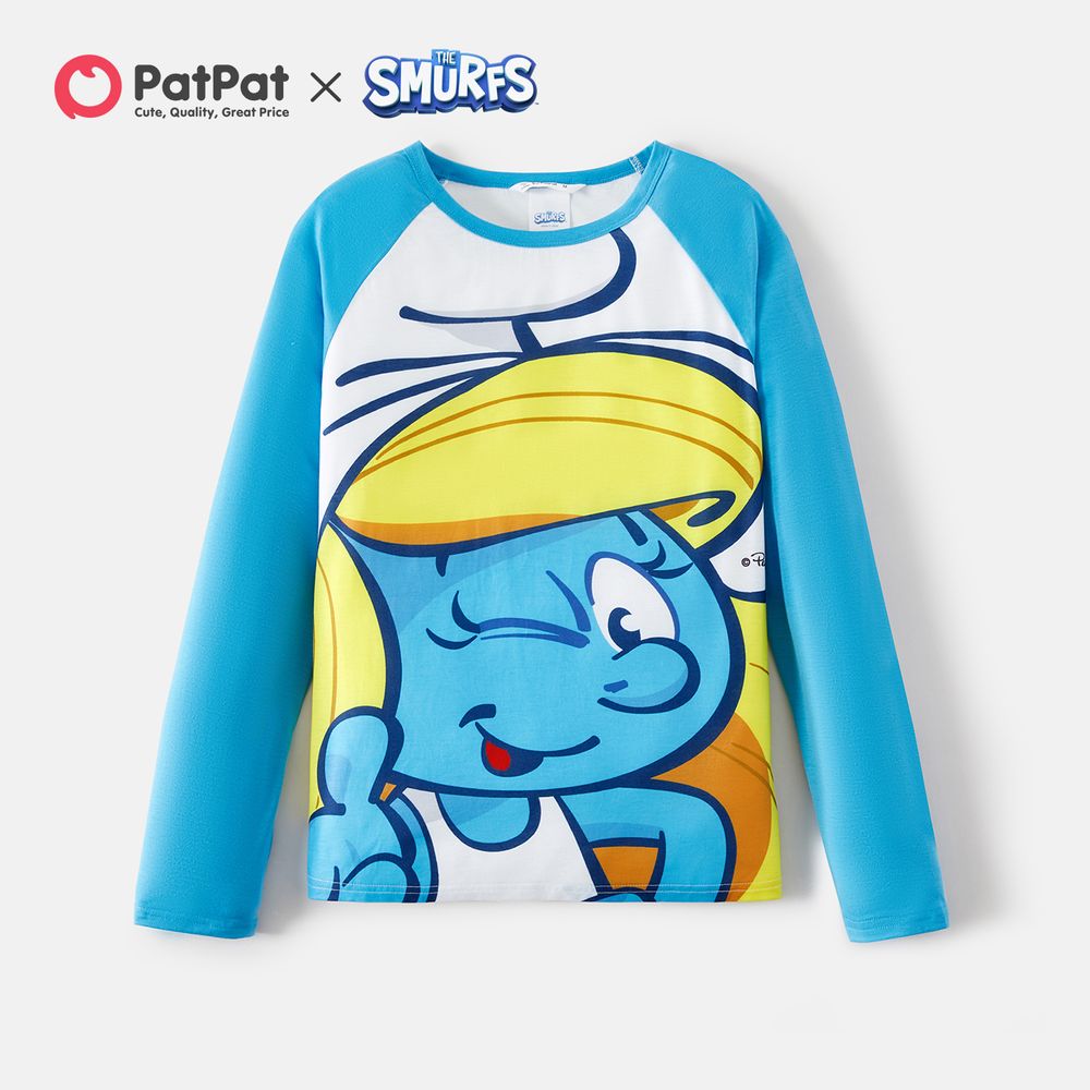 The Smurfs Family Matching Blue Raglan-sleeve Graphic T-shirts Blue big image 12