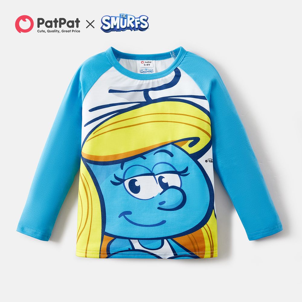 The Smurfs Family Matching Blue Raglan-sleeve Graphic T-shirts Blue big image 6