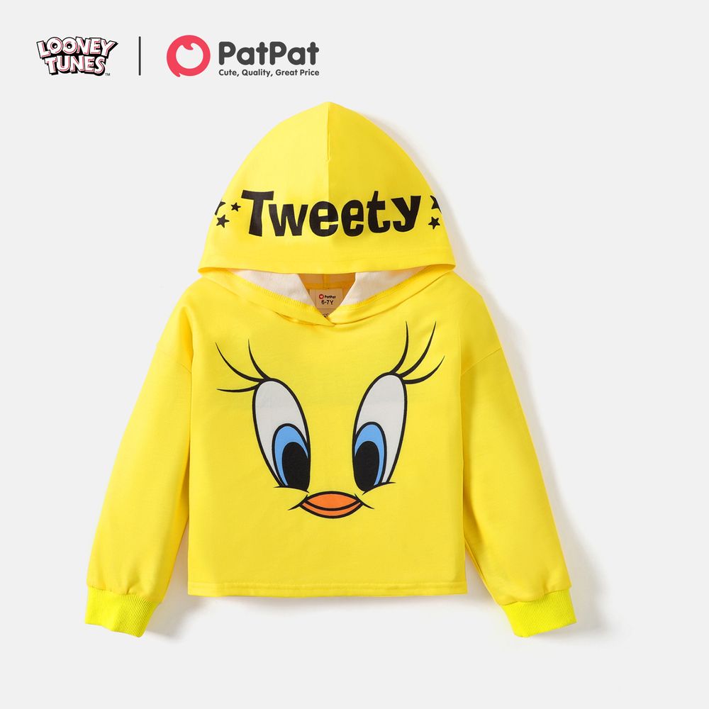 Looney Tunes Kid Girl Tweety Print Hoodie Sweatshirt Yellow big image 1