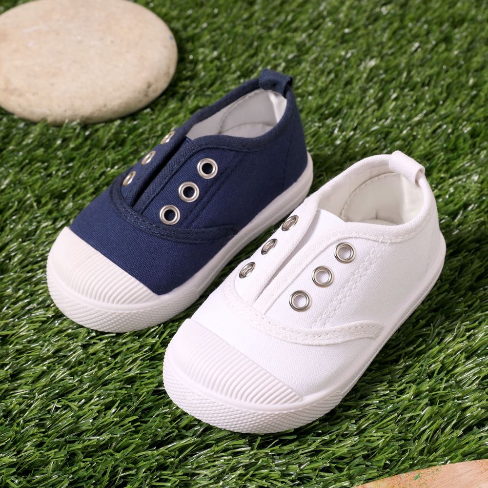 Toddler / Kid Solid Breathable Slip-on Canvas Shoes White big image 2