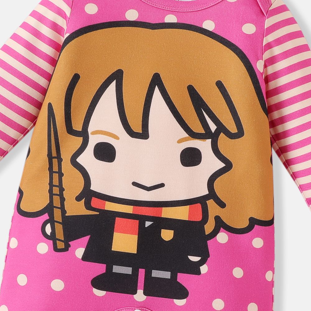 Harry Potter Baby Boy/Girl Striped Long-sleeve Graphic Jumpsuit Pink big image 3