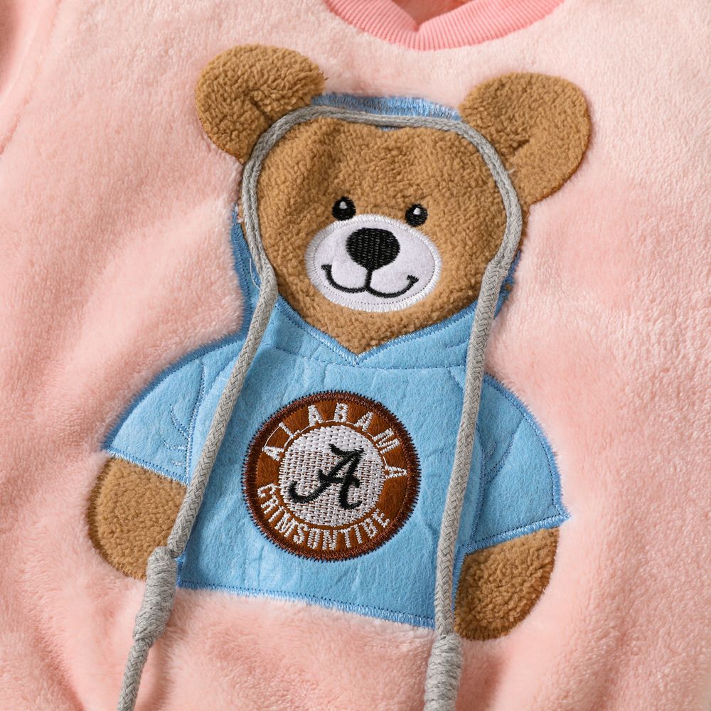 Toddler Teddy Bear Applique Long-sleeve Flannelette Set Pink big image 4