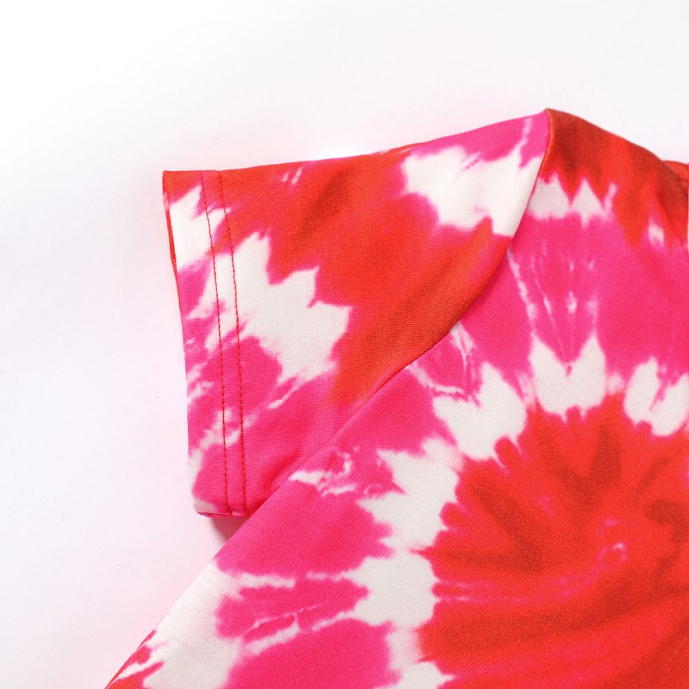 Kid Boy/Kid Girl Heart Print Tye Dyed Short-sleeve Tee Hot Pink big image 5