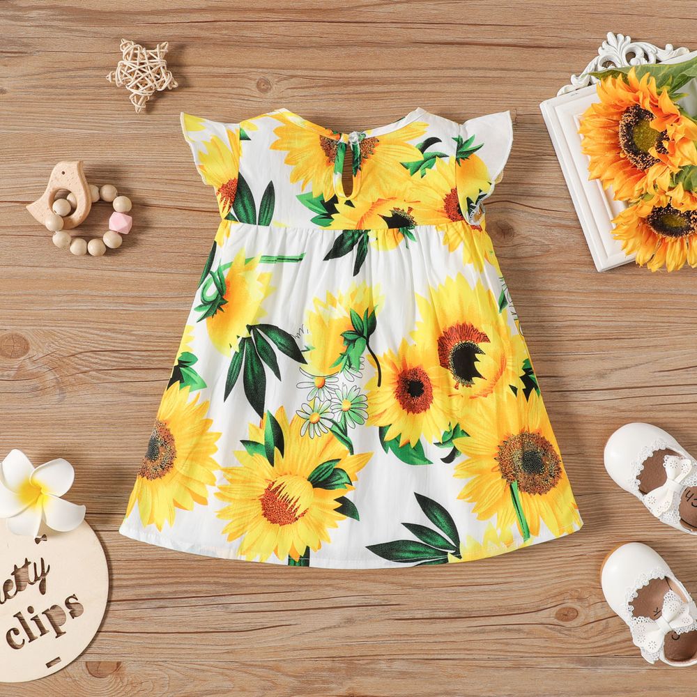 Bebé Volantes Girasol Dulce Sin mangas Vestido Blanco big image 3