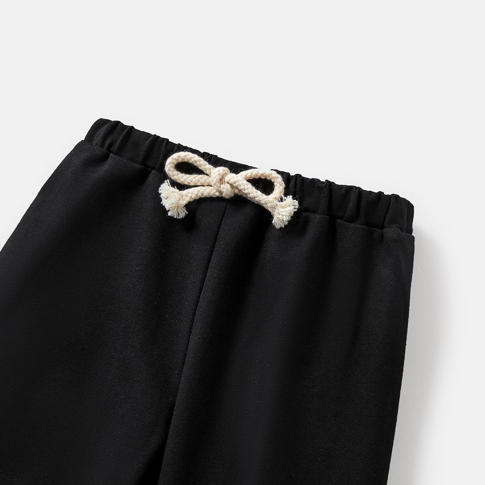 Baby Girl/Boy Cotton Solid Color Elasticized Pants Black big image 2