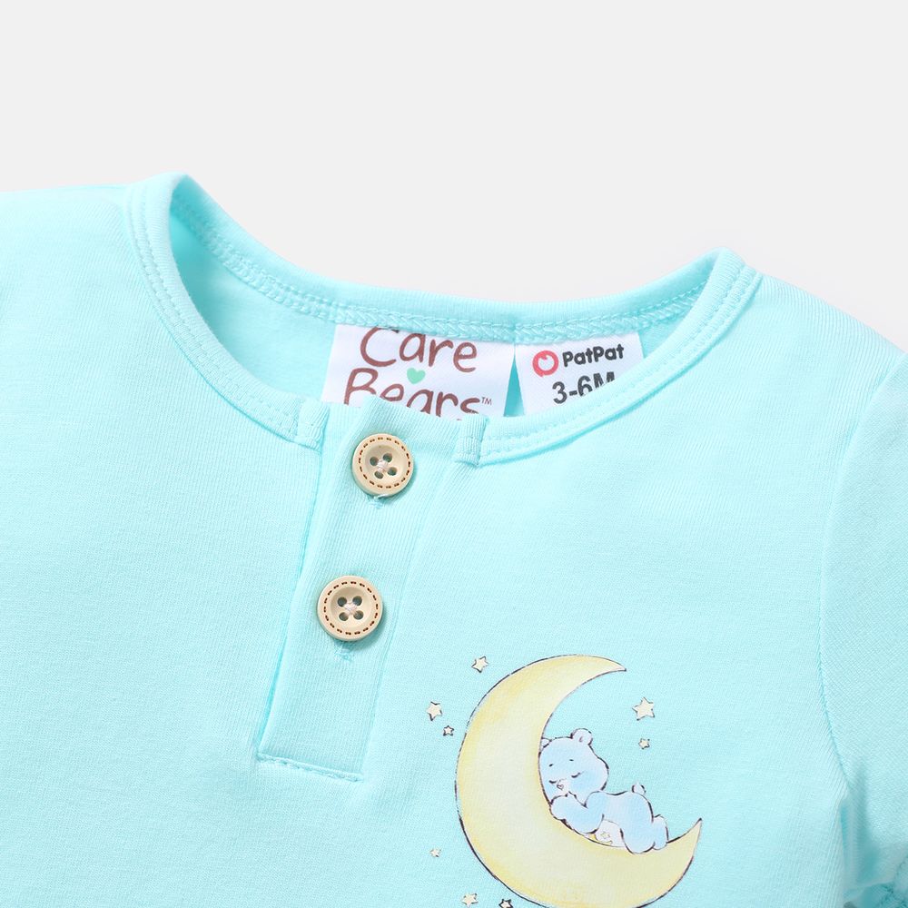 Care Bears Baby Boy/Girl Cotton Short-sleeve Graphic Romper Turquoise big image 3