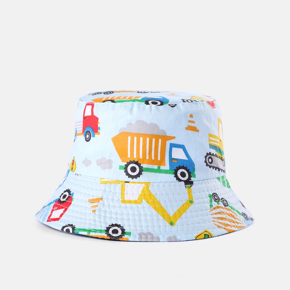 Toddler / Kid Transportation Pattern Bucket Hat Light Blue big image 1