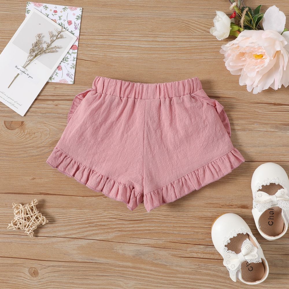 Bebé Chica Volantes Informal Pantalones cortos Rosa claro big image 2