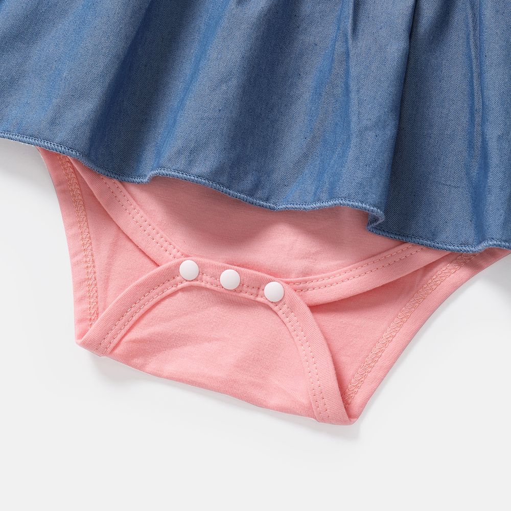 Barbie Mommy and Me Short-sleeve Letter Print Tee and Imitation Denim Skirt Sets Pink big image 10
