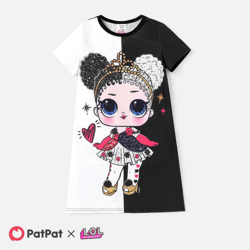 L.O.L. SURPRISE! Kid Girl Naia Colorblock Short-sleeve Dress BlackandWhite big image 1