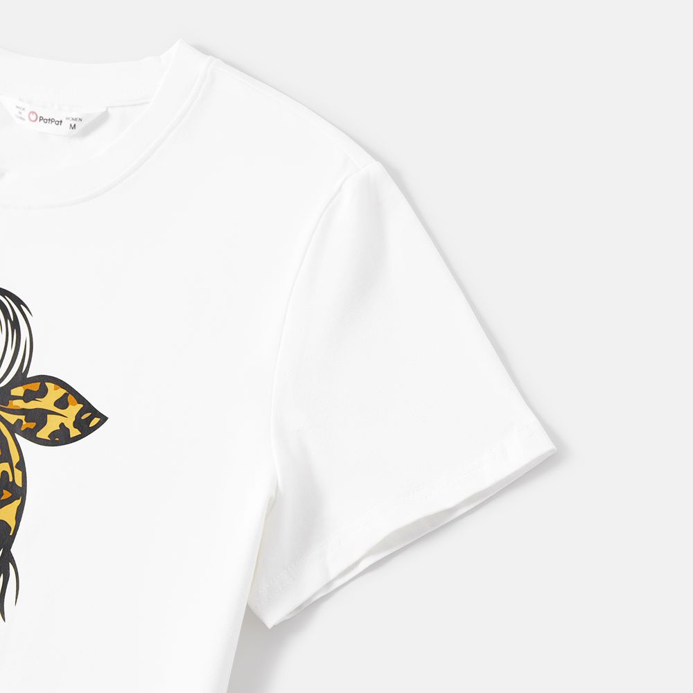 Mommy and Me Cotton Short-sleeve Figure & Letter Print Tee White big image 5
