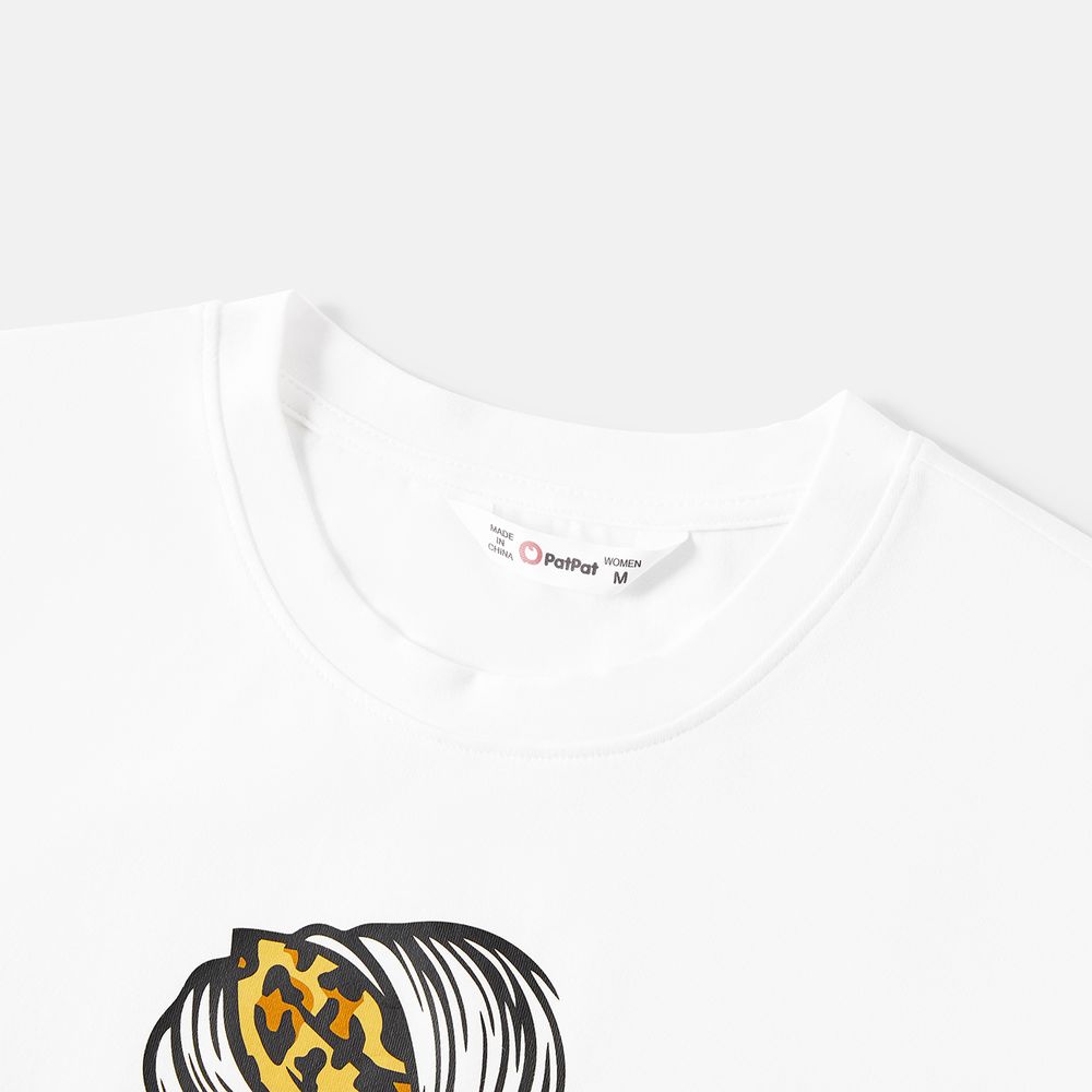Mommy and Me Cotton Short-sleeve Figure & Letter Print Tee White big image 4