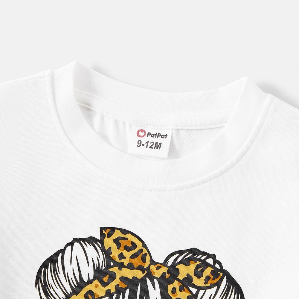 Mommy and Me Cotton Short-sleeve Figure & Letter Print Tee White big image 17