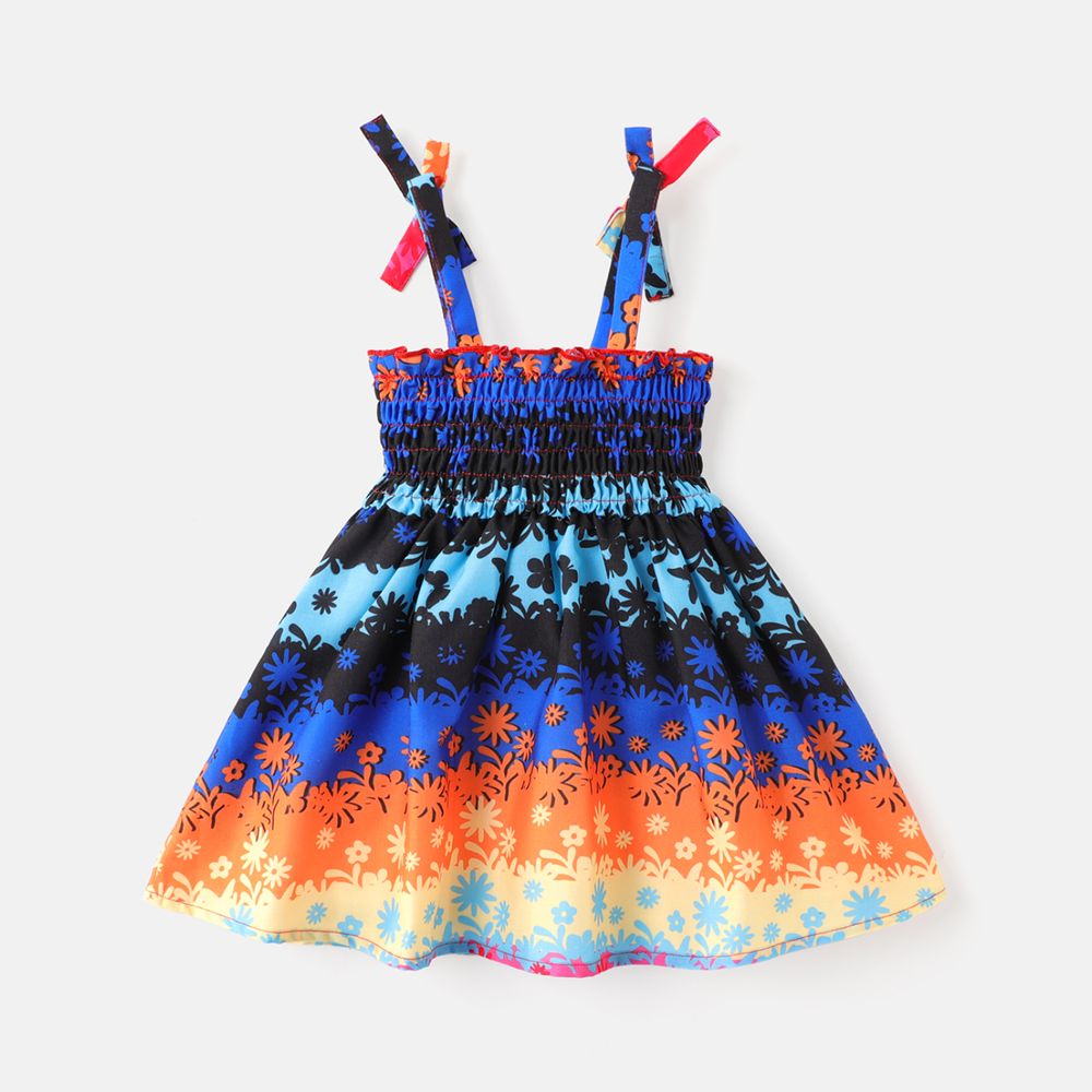 Baby Girl Colorful Floral Print Shirred Cami Dress Colorful big image 1