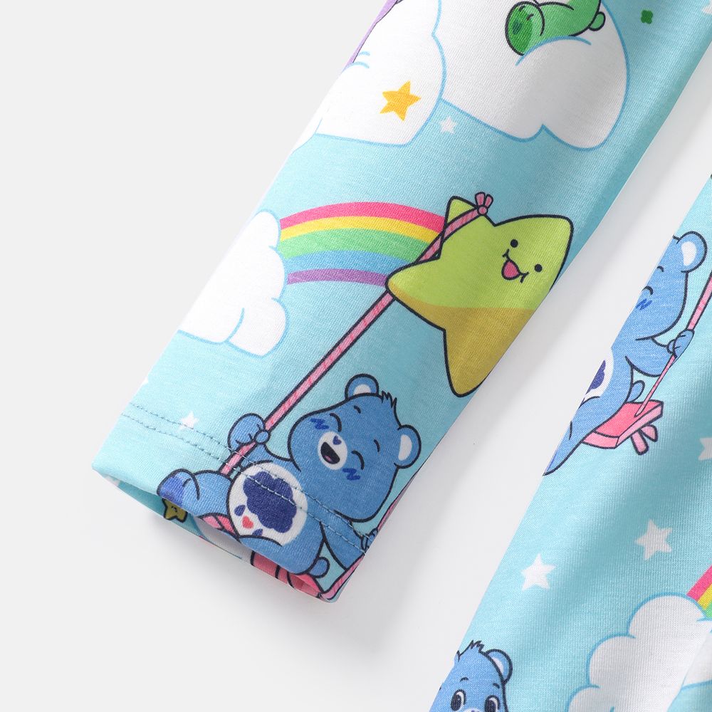 Care Bears Toddler Girl Rainbow/Heart Print/Polks dots Long-sleeve Dress Blue big image 2