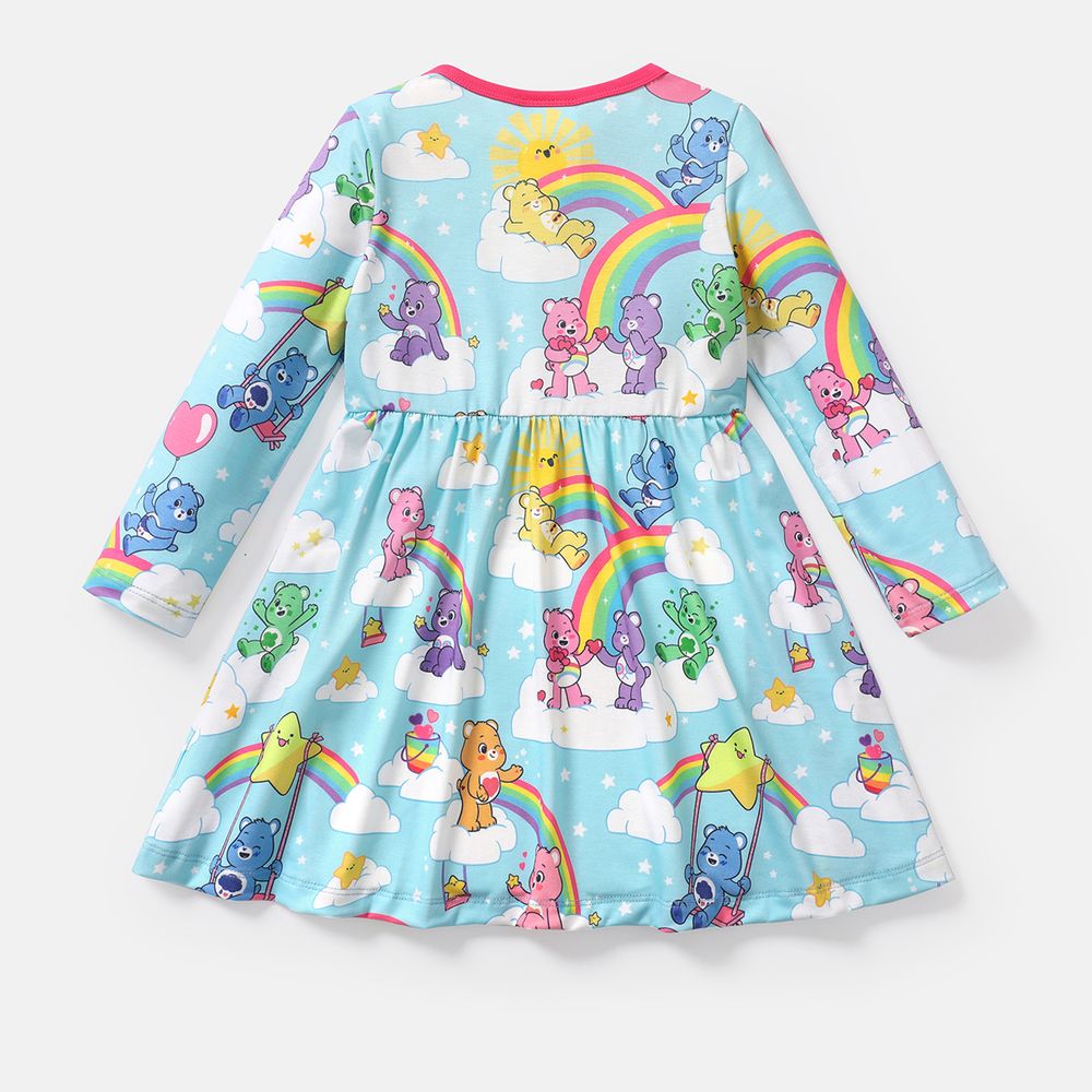 Care Bears Toddler Girl Rainbow/Heart Print/Polks dots Long-sleeve Dress Blue big image 4