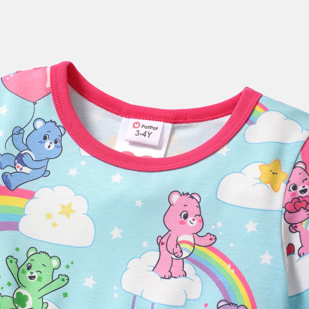 Care Bears Toddler Girl Rainbow/Heart Print/Polks dots Long-sleeve Dress Blue big image 3