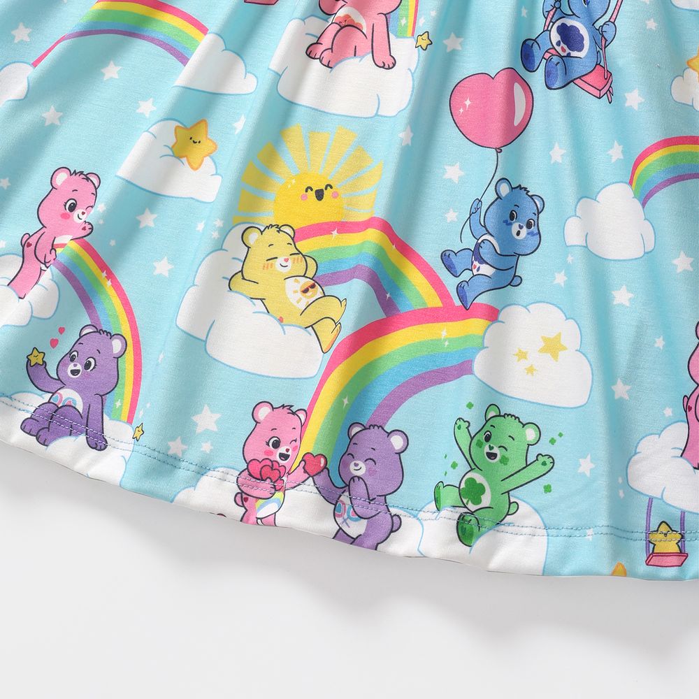 Care Bears Toddler Girl Rainbow/Heart Print/Polks dots Long-sleeve Dress Blue big image 5