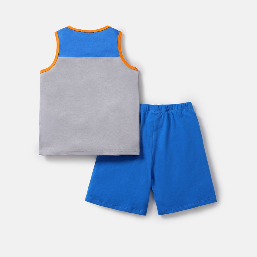 Hot Wheels 2pcs Toddler Boy Naia Colorblock Tank Top and Elasticized Cotton Shorts set Blue big image 5