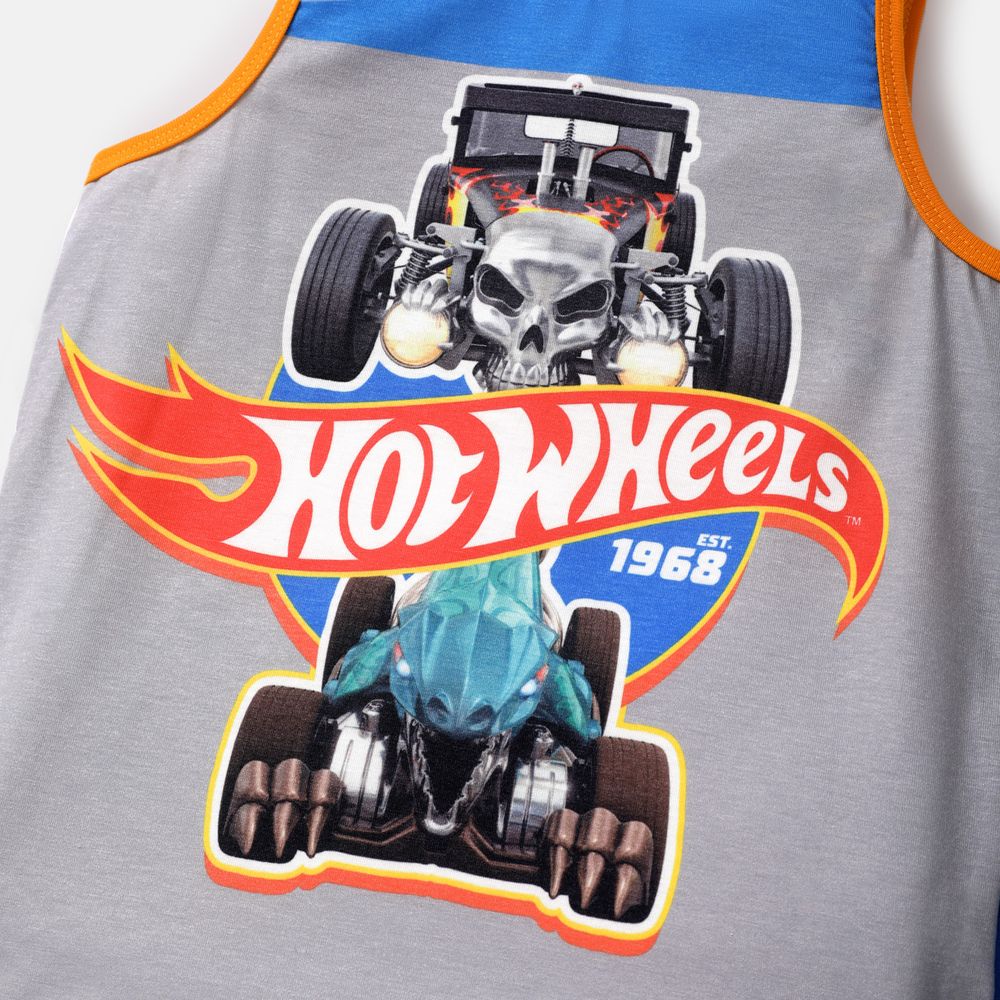 Hot Wheels 2pcs Toddler Boy Naia Colorblock Tank Top and Elasticized Cotton Shorts set Blue big image 2