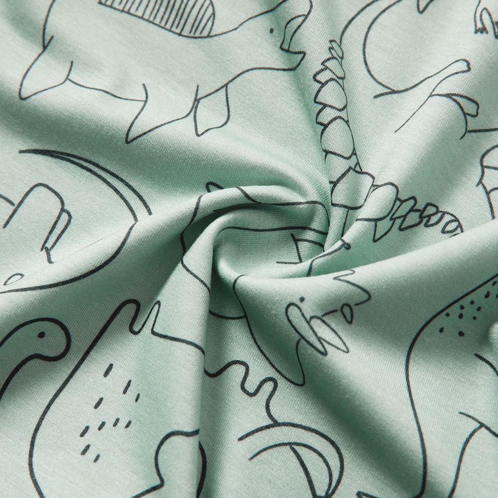 Baby Girl/Boy Dinosaur Print/Stripe Sleeveless Jumpsuits Light Green big image 6