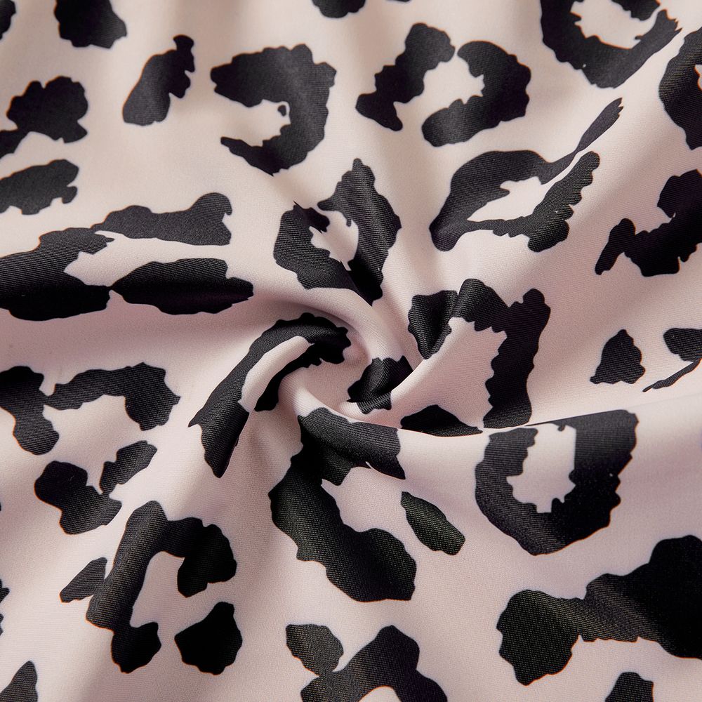 Family Matching Leopard Print Crisscross One-piece Swimsuit and Swim Trunks Black big image 5