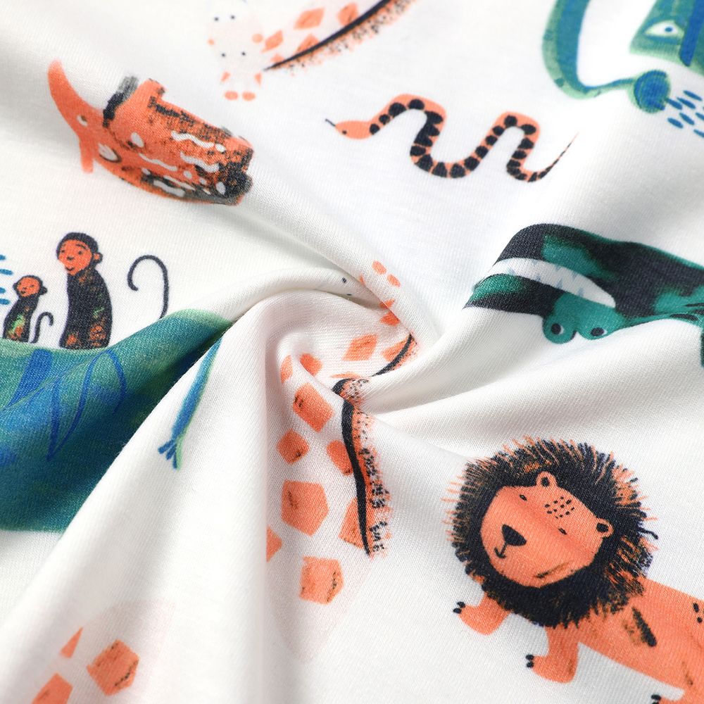 2pcs Baby Boy 100% Cotton Solid Shorts and Allover Animal Print Short-sleeve Naia™ Tee Set Colorful big image 3
