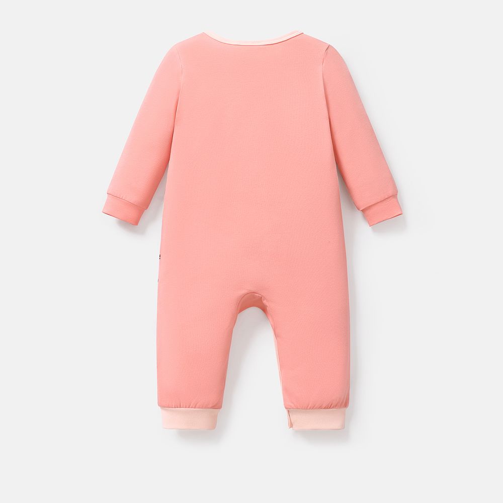 Care Bears Baby Boy/Girl Cartoon Bear Print Long-sleeve Cotton Jumpsuit Pink big image 3