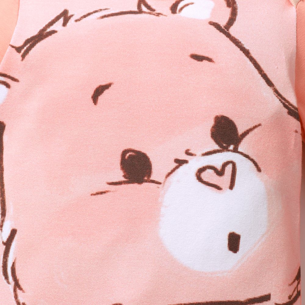 Care Bears Baby Boy/Girl Cartoon Bear Print Long-sleeve Cotton Jumpsuit Pink big image 4