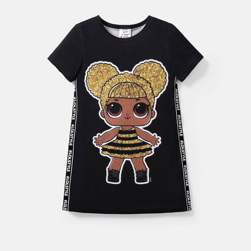 L.O.L. SURPRISE! Kid Girl Naia Character Print Short-sleeve Dress Black big image 6