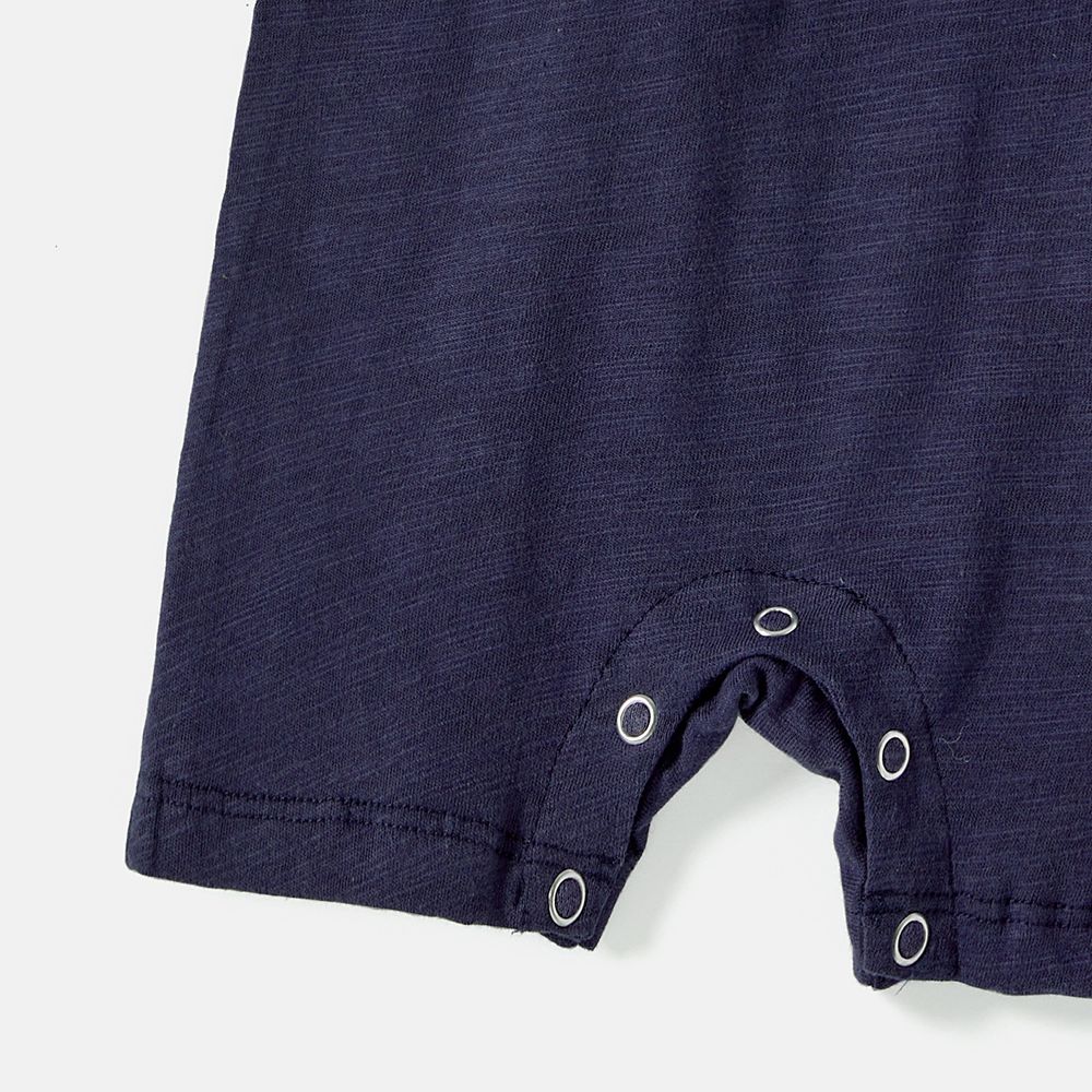 Family Matching Solid Cotton Button Front Drawstring Tank Dresses and Short-sleeve Colorblock T-shirts Sets GrayGreen big image 4