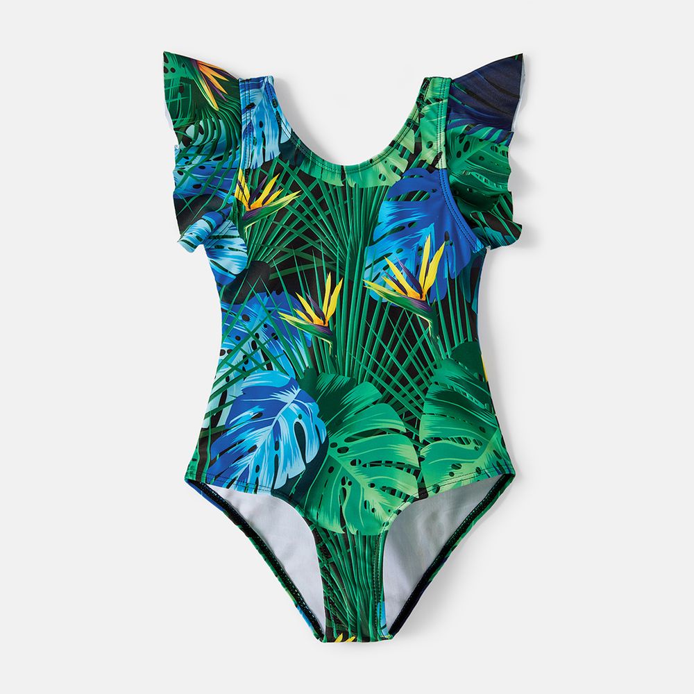 Look Familial Feuille de palmier Tenues de famille assorties Maillots de bain Vert big image 11