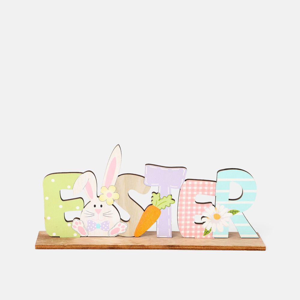 1pc Easter Decoration Wooden Spring Easter Letter Ornaments Easter Party Home Decor Supply Color-A big image 4