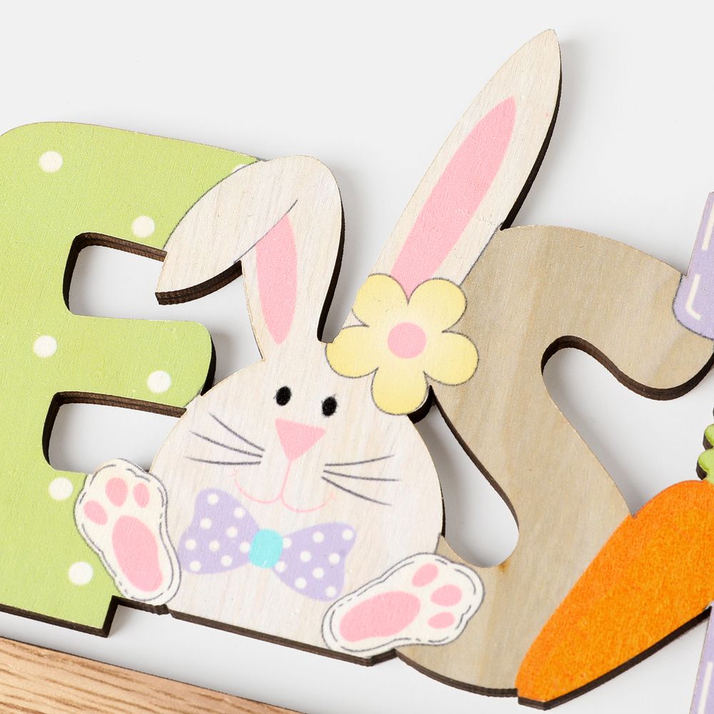 1pc Easter Decoration Wooden Spring Easter Letter Ornaments Easter Party Home Decor Supply Color-A big image 2