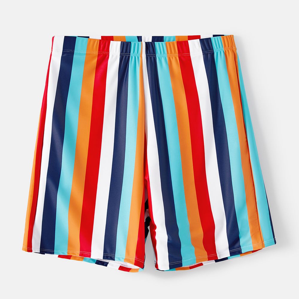 Family Matching Colorful Striped Two-Piece Top & Shorts Swimsuit Multi-color big image 11