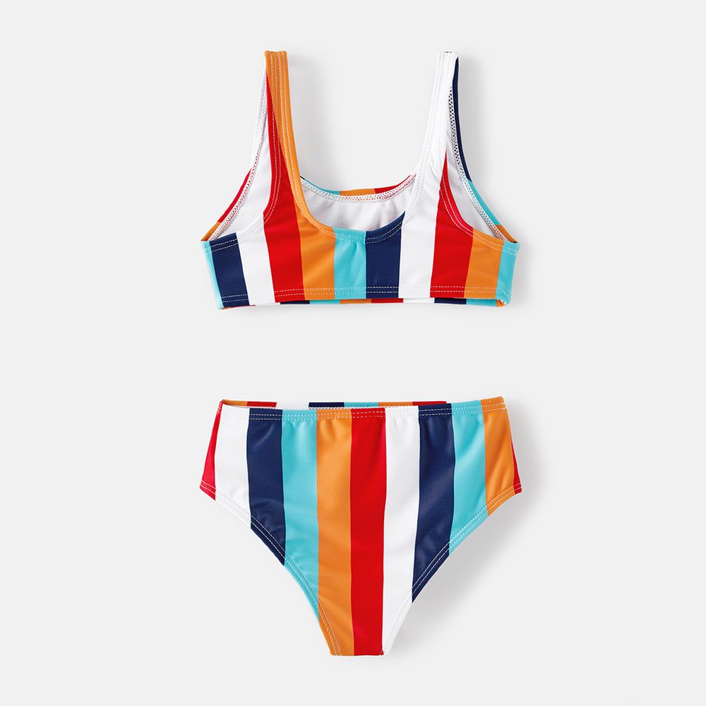 Family Matching Colorful Striped Two-Piece Top & Shorts Swimsuit Multi-color big image 8