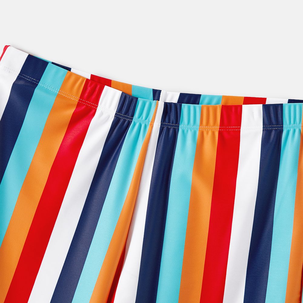 Family Matching Colorful Striped Two-Piece Top & Shorts Swimsuit Multi-color big image 12