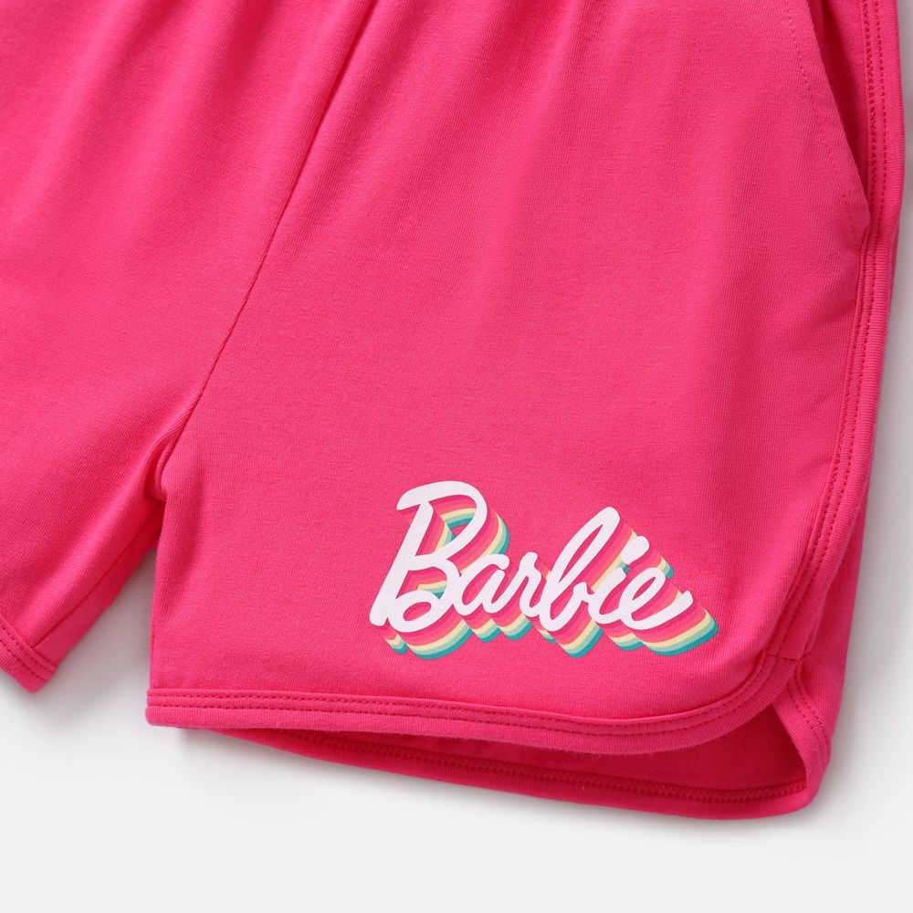 Barbie 2pcs Toddler/Kid Girl Naia Stripe Short-sleeve Tee and Cotton Shorts Set Roseo big image 2