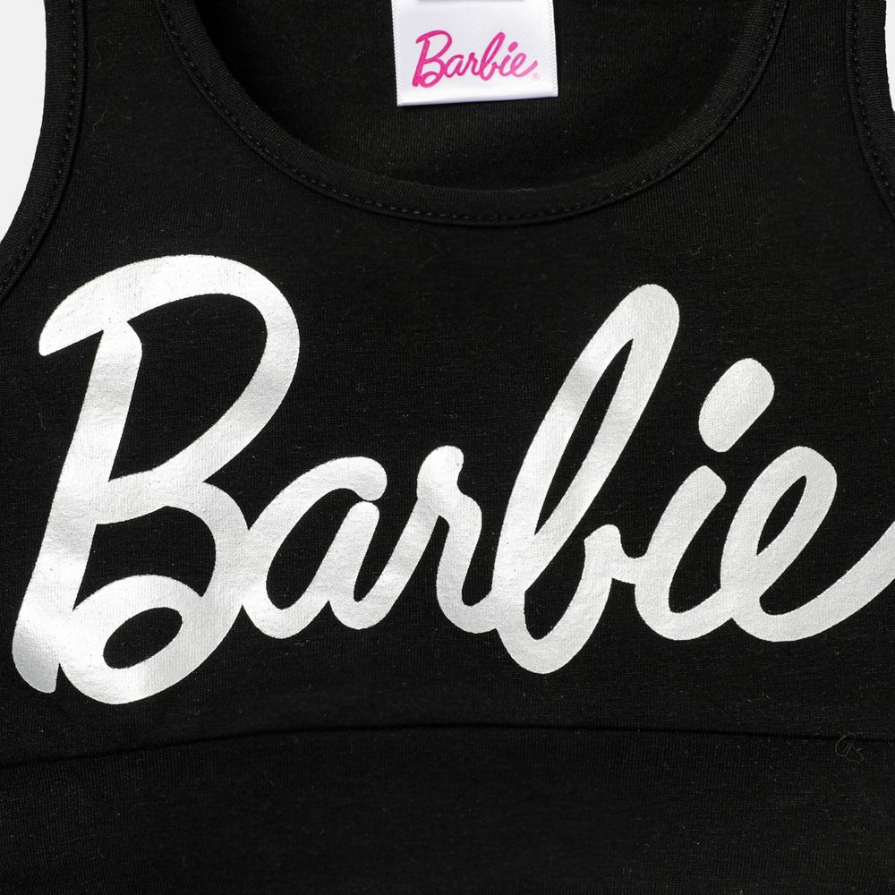 Barbie 2pcs Toddler/Kid Girl Cotton Tank Top and Shorts Set Black big image 3