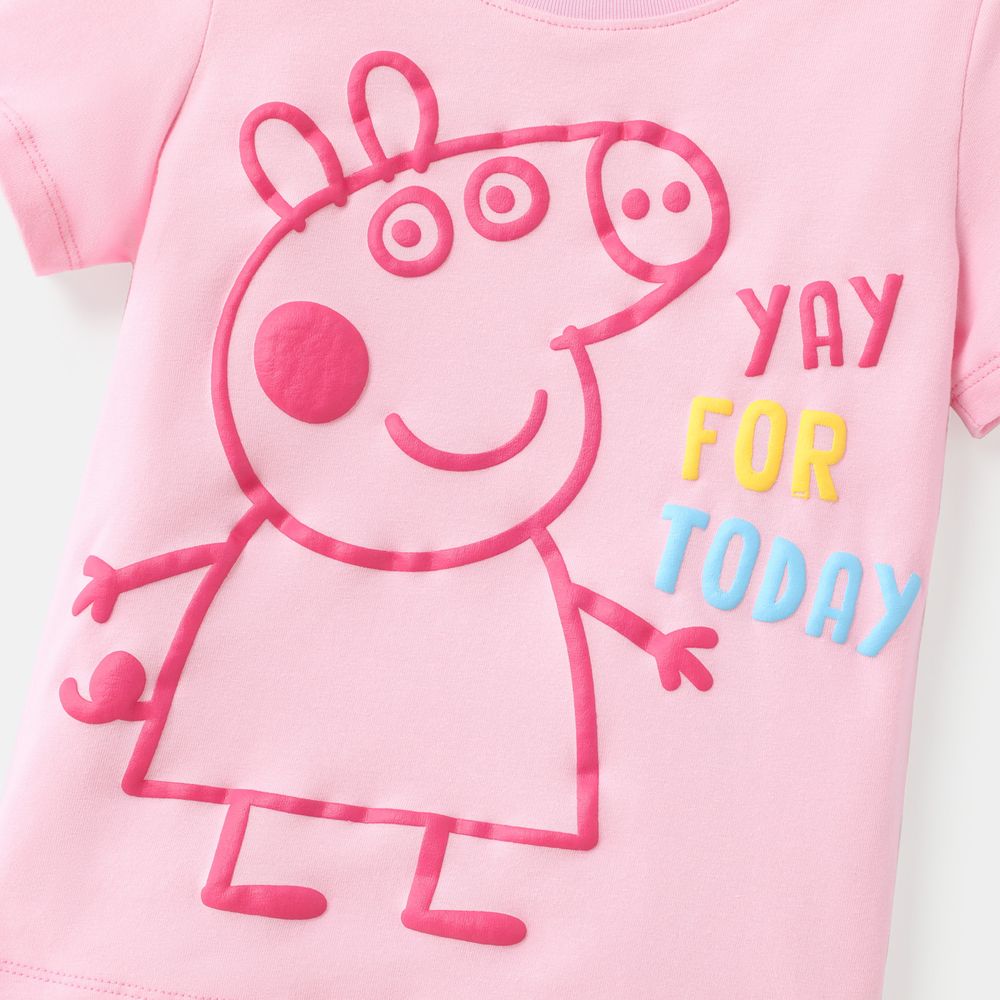 Peppa Pig Toddler Girl Character Print Short-sleeve Cotton Tee or Shorts Pink big image 2