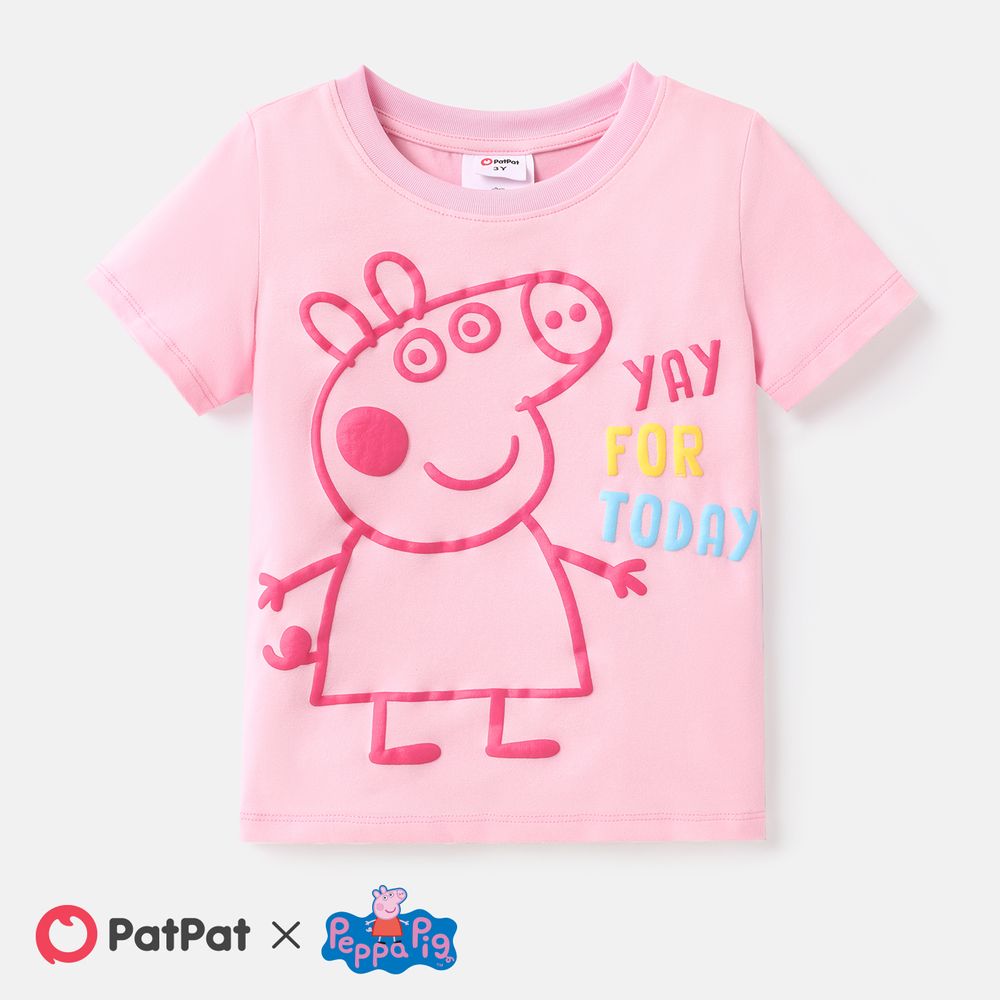 Peppa Pig Toddler Girl Character Print Short-sleeve Cotton Tee or Shorts Pink big image 1