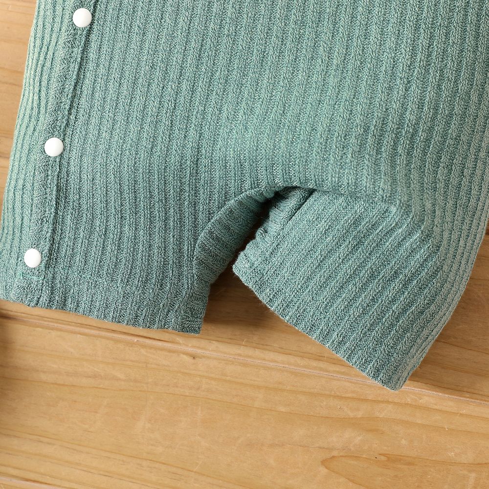 Baby Boy/Girl Solid Ribbed Short-sleeve Romper Green big image 6