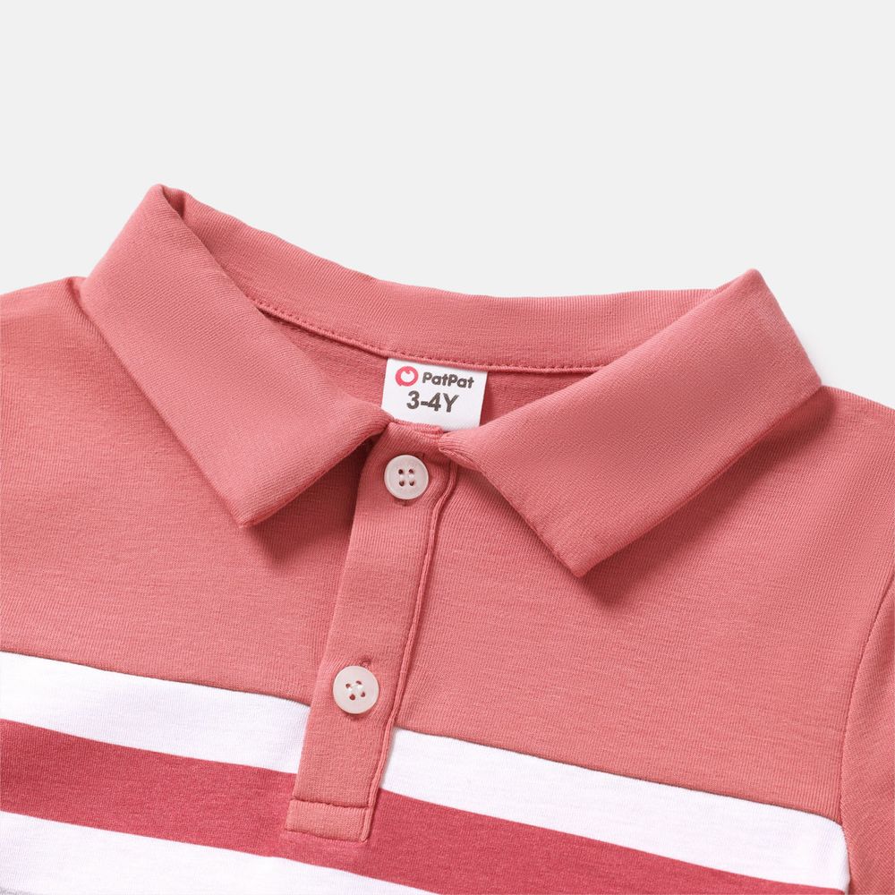 Family Matching Short-sleeve Colorblock Naia™ Polo Shirts and Allover Print V Neck Ruffle Trim Tulip Hem Dresses Sets ColorBlock big image 17