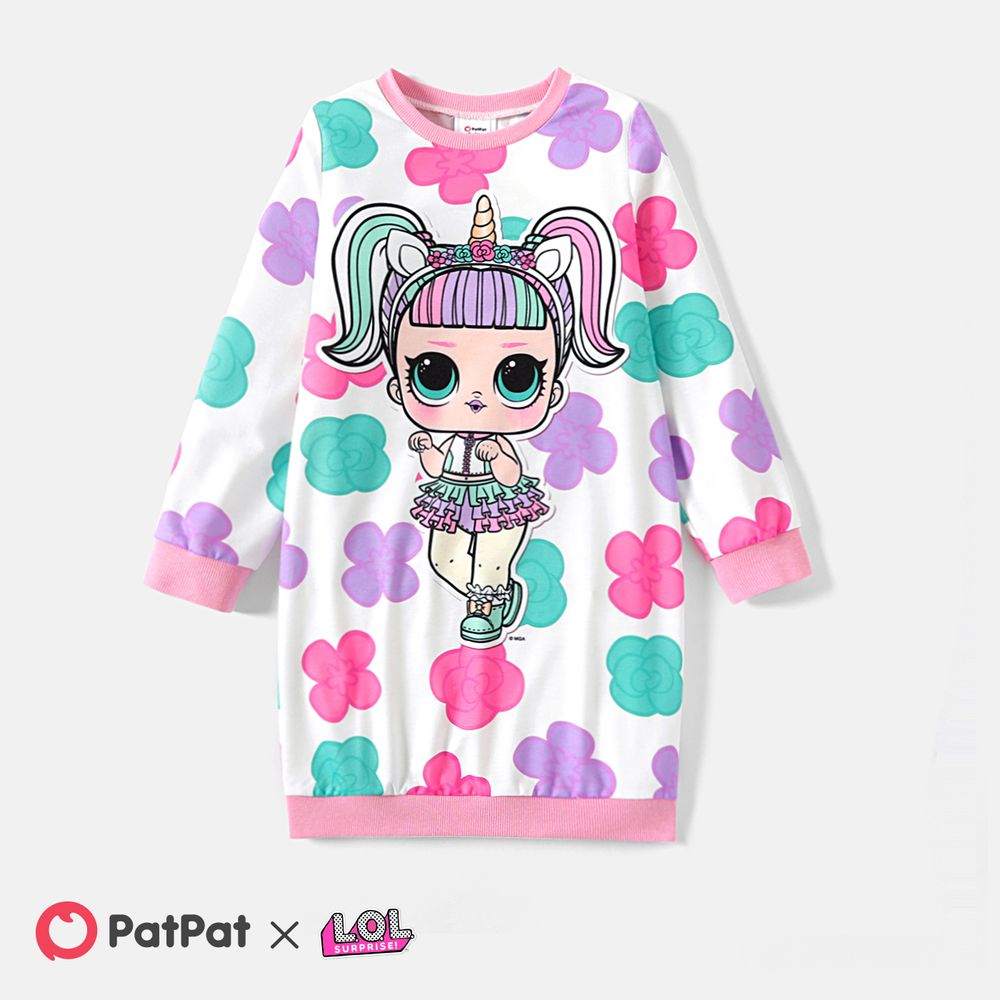 L.O.L. SURPRISE! Kid Girl Floral Print Sweatshirt Dress Multi-color big image 1